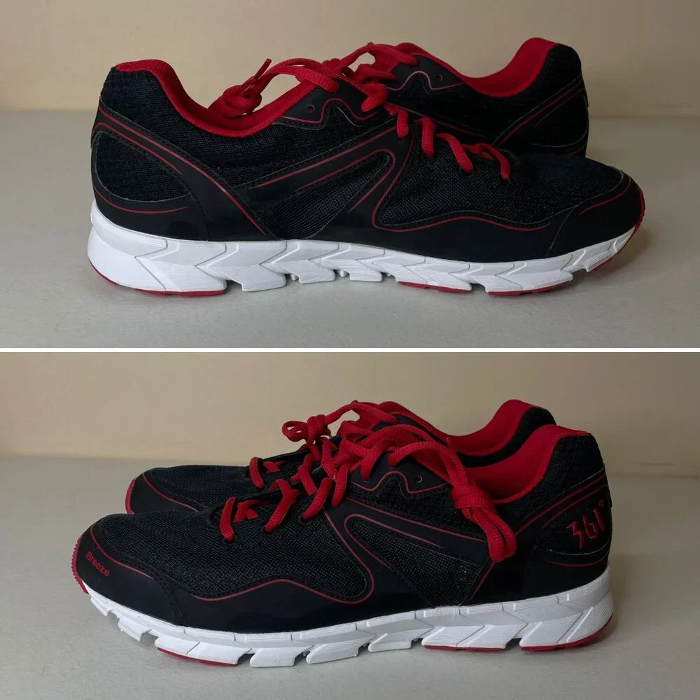 361 Degrees Black Red Breeze Sneakers Mens Size 12